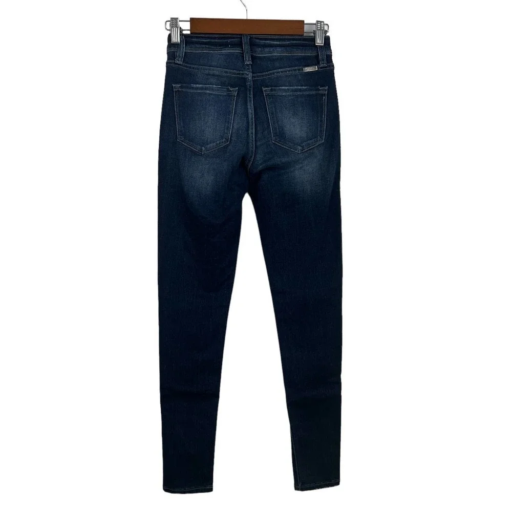 KANCAN USA 5-POCKETS MID RISE SUPER SKINNY DISTRESSED DENIM JEANS BLUE 1/24 EUC - Picture 7 of 15